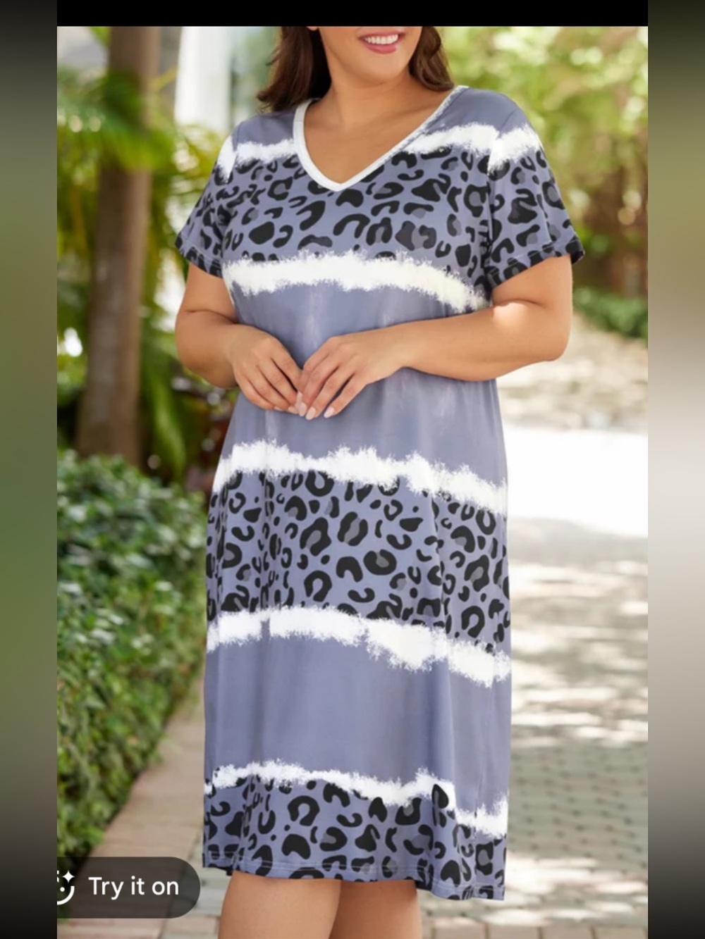 Woman’s Leopard Stripe Midi Dress 
Size fits 1X